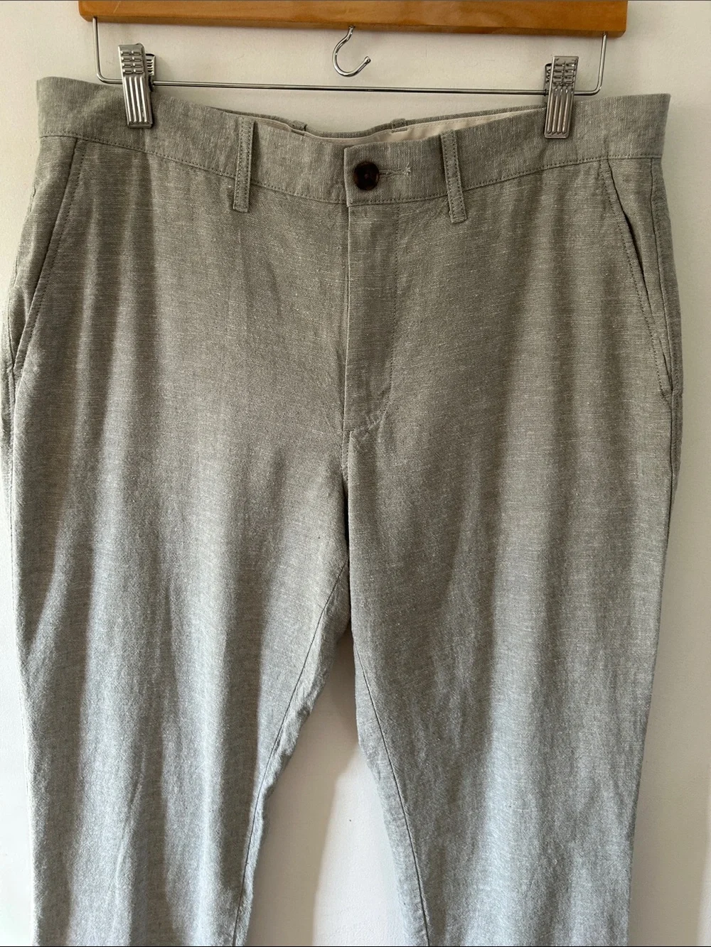 J. Crew Straight Leg Linen Blend Pants Quarry Green Size 34/32 Lightweight
